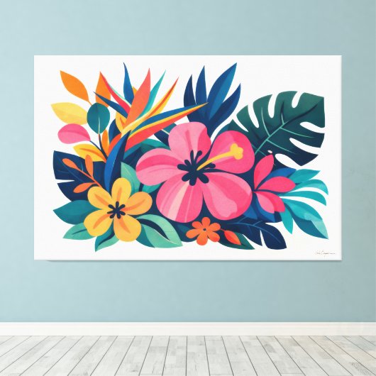 Toile Flore tropicale rétro moderne 03 (Insitu (Plancher de Bois))