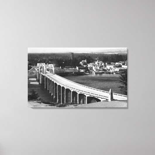 Toile Florence, Oregon Town View et Siuslaw Bridge (Recto)