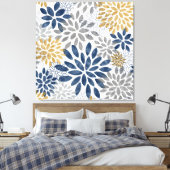 Toile Flores de dahlia d'or gris marine (Insitu(Chambre))