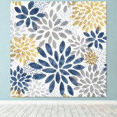 Toile Flores de dahlia d'or gris marine (Insitu (Plancher de Bois))