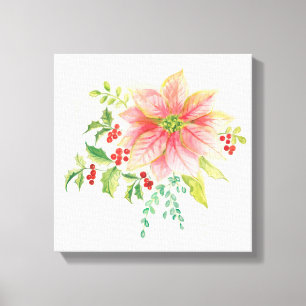 Toile Flores hivernales Poinsettia rose