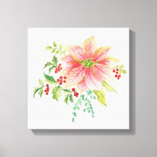 Toile Flores hivernales | Poinsettia rose (Recto)