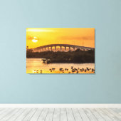 Toile Floride Sunset Titusville Bridge Birds in Water (Insitu (Plancher de Bois))