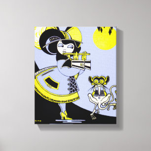 Toile Flutist et le singe