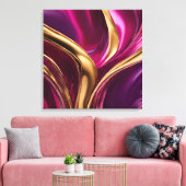 Toile Flux Abstrait - Fuchsia violet et or- (Insitu(Salon))