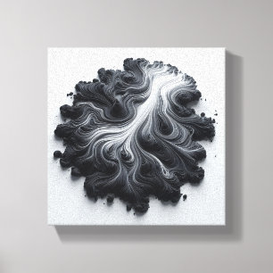 Toile Flux de liquide organique abstrait - Noir et Blanc