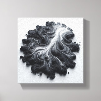 Toile Flux de liquide organique abstrait - Noir et Blanc
