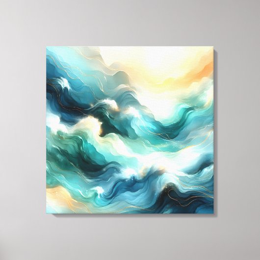 Toile Flux d'océan doré Vagues abstraites (Recto)