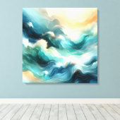 Toile Flux d'océan doré Vagues abstraites (Insitu (Plancher de Bois))