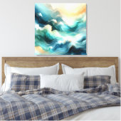 Toile Flux d'océan doré Vagues abstraites (Insitu(Chambre))