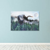 Toile Flying Great Blue Heron & Misty Forest Wildlife (Insitu (Plancher de Bois))