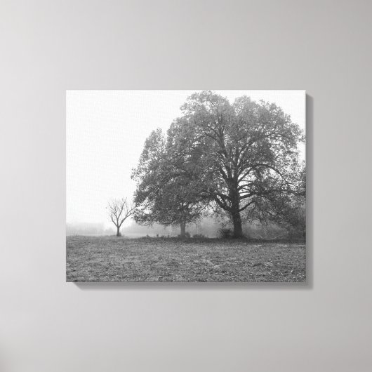 Toile Foggy Automne Niveaux de gris (Recto)
