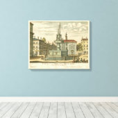 Toile Fontaine italienne en ville Carré par Falda (Insitu (Plancher de Bois))