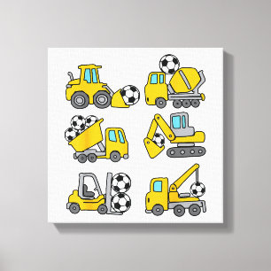 Toile Football Ball Kids Football Construction Camions