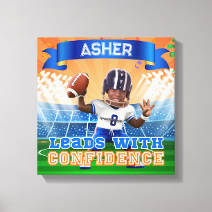 Toile Football Quarterback personnalisé avec photo de co