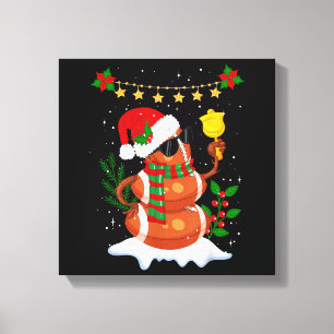 Toile Football Snowman Santa Hat Joyeux Noël