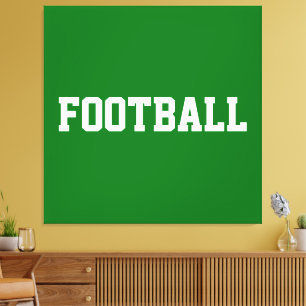 Toile FOOTBALL Texte Blanc Sportif Gras Sur Fond Vert Cl