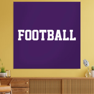 Toile FOOTBALL Texte Blanc Sportif Gras Sur Fond Violet 