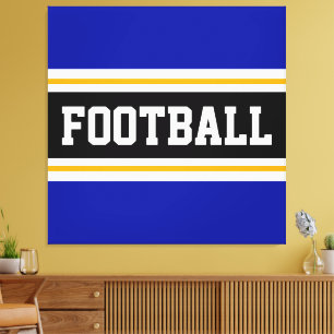 Toile FOOTBALL Vivid Bleu Noir Blanc Jaune Stripes