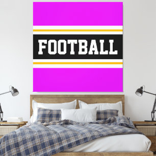Toile FOOTBALL Vivid rose noir blanc rayures jaunes