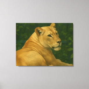 Toile Forest Sentinel - Lioness de repos dans la lumière