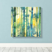 Toile Forêt de bambou dense au coucher du soleil (Insitu (Plancher de Bois))