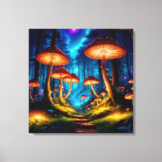 Toile Forêt de champignons magique de minuit (Recto)