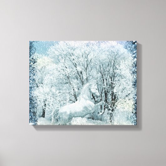 Toile Forêt de neige et Cheval (Recto)