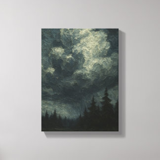 Toile Forêt de nuages de tempête dramatique - Moody Natu
