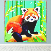 Toile Forêt de Panda Bamboo Rouge (Insitu (Plancher de Bois))