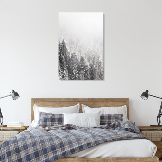 Toile Forêt d'épinette neigeuse enveloppée dans du broui (Insitu(Chambre))