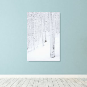 Toile Forêt enneigée paysage hivernal féérique