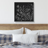 Toile Forêt florale noire et blanche dessinée à la main (Insitu(Chambre))