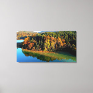 Toile Forêt pittoresque d'automne à côté du lac Placid F