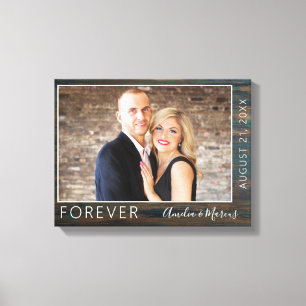 Toile Forever Elegant Rustic Wood Script Mariage Photo