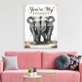 Toile Forever Love Elephants Faune Art (Insitu(Salon))