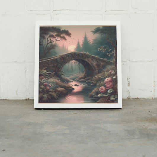 Toile Forgotten Ivy Bridge in Twilight Misty Forest