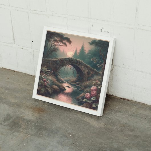 Toile Forgotten Ivy Bridge in Twilight Misty Forest