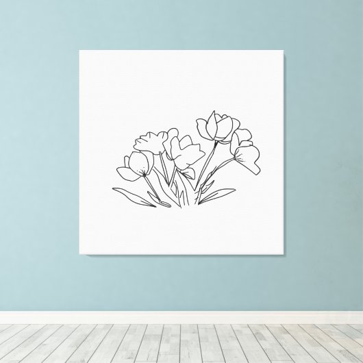 Toile Forme de fleur noire et blanche (Insitu (Plancher de Bois))