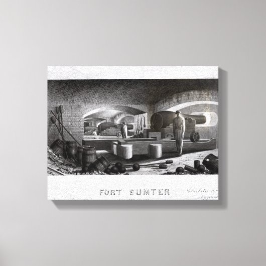 Toile Fort Sumter, Vue intérieure de la batterie à trois (Recto)