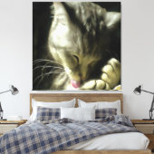 Toile Fourrure Douce Et Douce Et Purée D'Un Chat Gris (Insitu(Chambre))