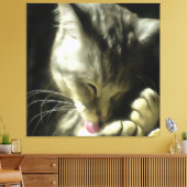 Toile Fourrure Douce Et Douce Et Purée D'Un Chat Gris (Insitu(Salon))