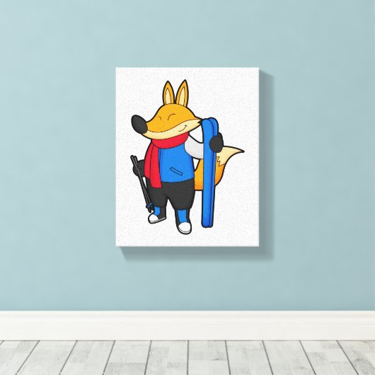 Toile Fox en ski avec ski (Insitu (Plancher de Bois))