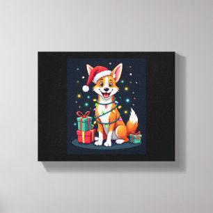 Toile Fox Terrier Xmas Éclairage Père Noël Fox Terrier C
