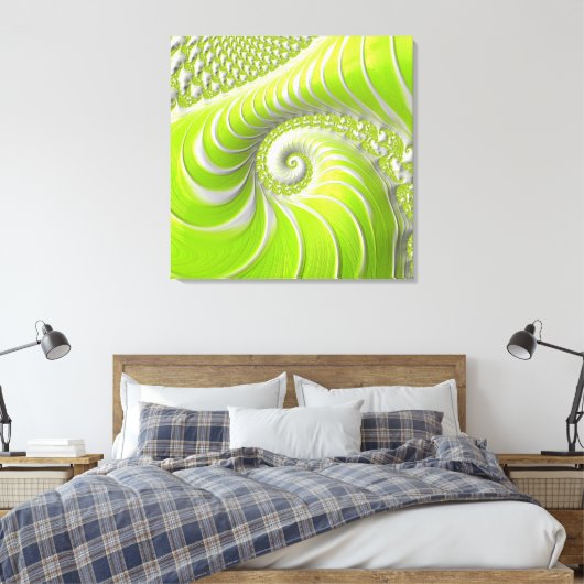 Toile Fractale en spirale verte citron moderne abstraite (Insitu(Chambre))