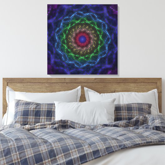 Toile Fractale Mandala Néon (Insitu(Chambre))