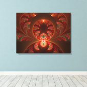 Toile Fractale orange rouge moderne abstraite lumineuse (Insitu (Plancher de Bois))