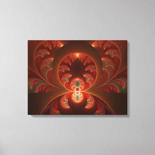 Toile Fractale orange rouge moderne abstraite lumineuse (Recto)
