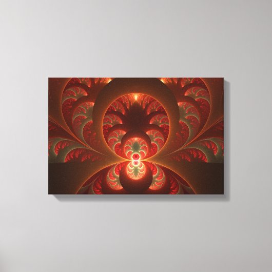 Toile Fractale orange rouge moderne abstraite lumineuse (Recto)