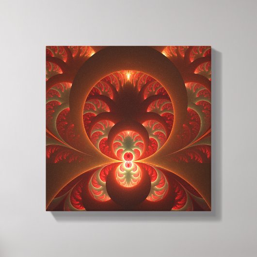 Toile Fractale orange rouge moderne abstraite lumineuse (Recto)